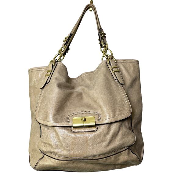Coach Kristin Pinnacle Leather Shimmer Champagne Tan Tote Shoulder Bag 2013 - Picture 1 of 9